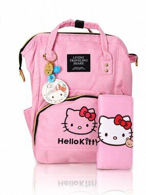 Hello Kitty Pink Backpack Set w/ Matching Wallet & Pepa by Murr Charm